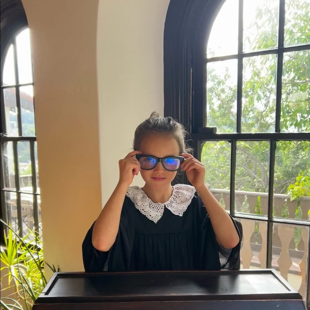 Classic Black Dress Costume with White Lace Collar - Kids Halloween